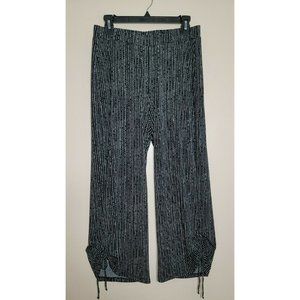 Rafaella Comfort Pants Wide Leg Small Black White Elastic Waist Pull On Rouging